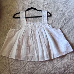 Madewell White Linen Sleeveless Top